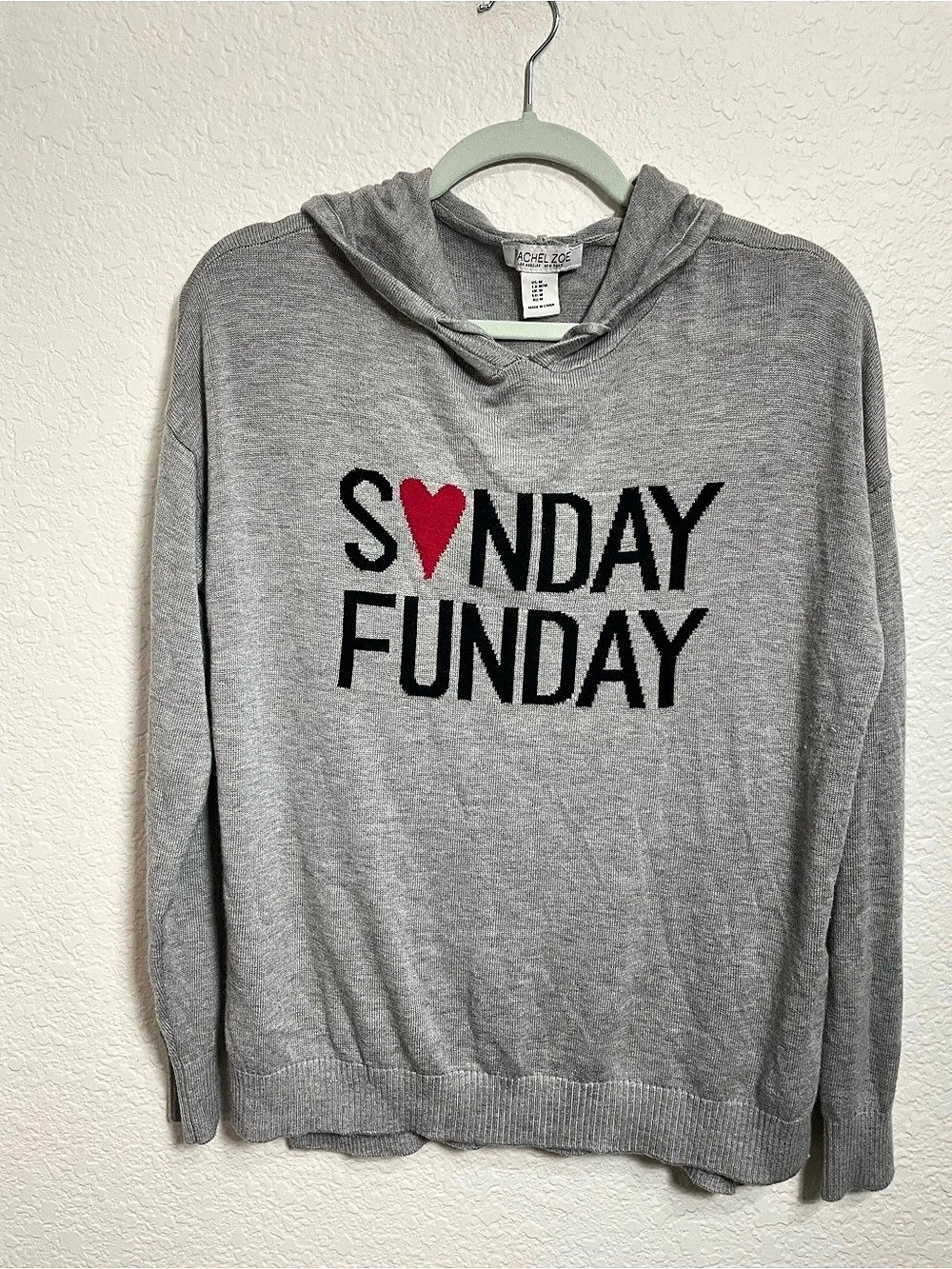 Rachel Zoe Sunday Funday Gray Cashmere Blend Hooded Sweater M